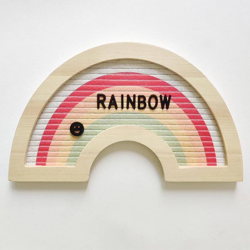 Felt Letter Board Changeable Rainbow Wooden Message Board Character Sign Baby Shower Wedding Party Decor Letterboards Frame