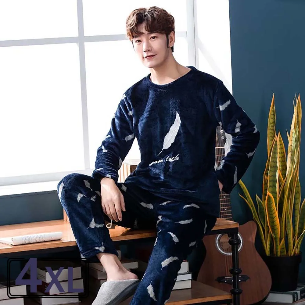 Модель 4XL Мужская зимняя Фланелевая пижама теплые брюки одежда для сна домашний