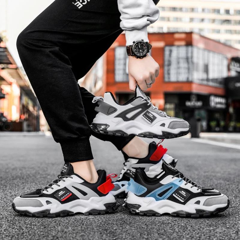 

2021 Spring and Summer Sneakers Men's Classic Mesh Comfortable Breathable Running Shoes Lace-Up Lightweight Walking Shoes