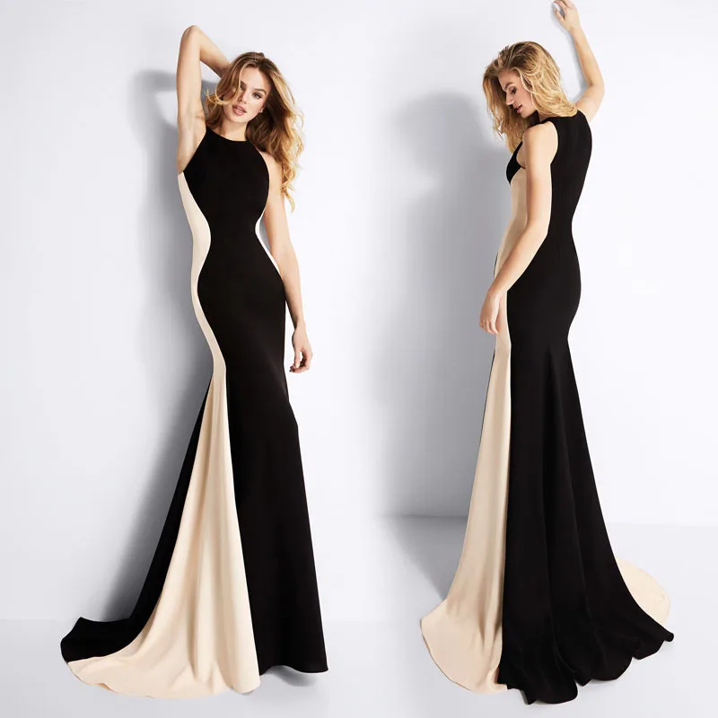Женское длинное вечернее платье макси S Line женское черное бальное с круглым