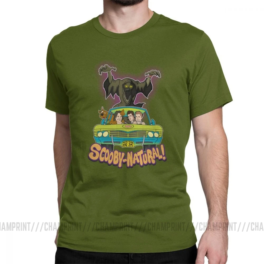 Сверхъестественная футболка Spn Brothers Man ScoobyNatural Baby V2, футболка, новинка, вырез лодочкой, одежда с короткими рукавами, хлопковые футболки - Цвет: Армейский зеленый