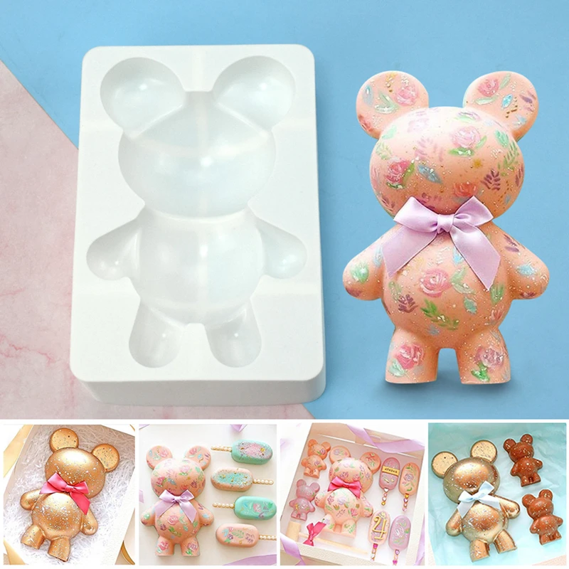 

13.1*19.6*4.2cm Big Bear Silicone Mold DIY Chocolate Mousse Mold Lace Home Bear Cake Molds Bakeware Decorating Tools