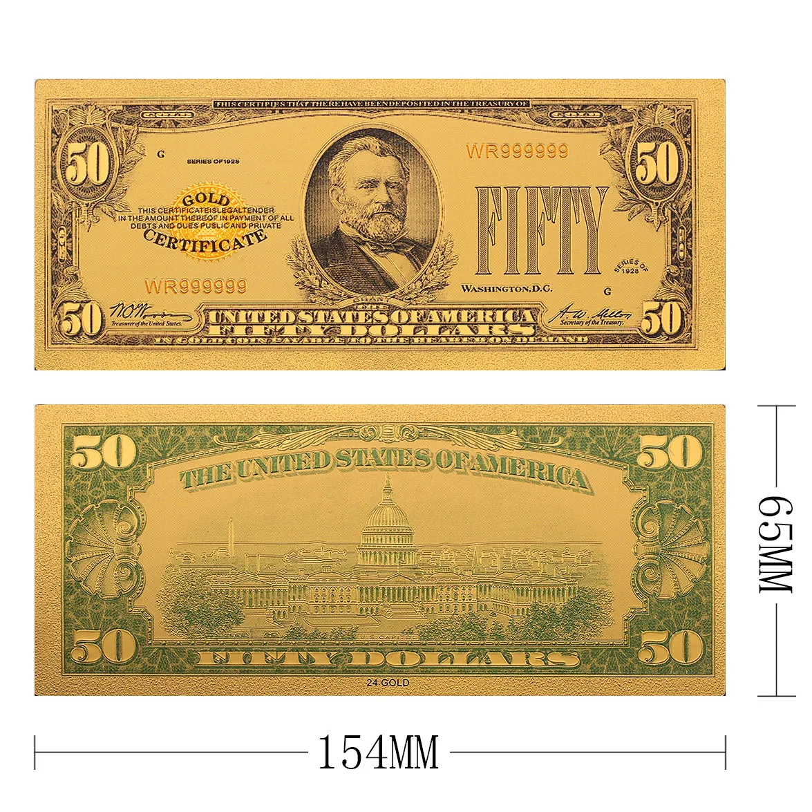 1928 год американская яркая Золотая банкнота 50 долларов США бумажные деньги для