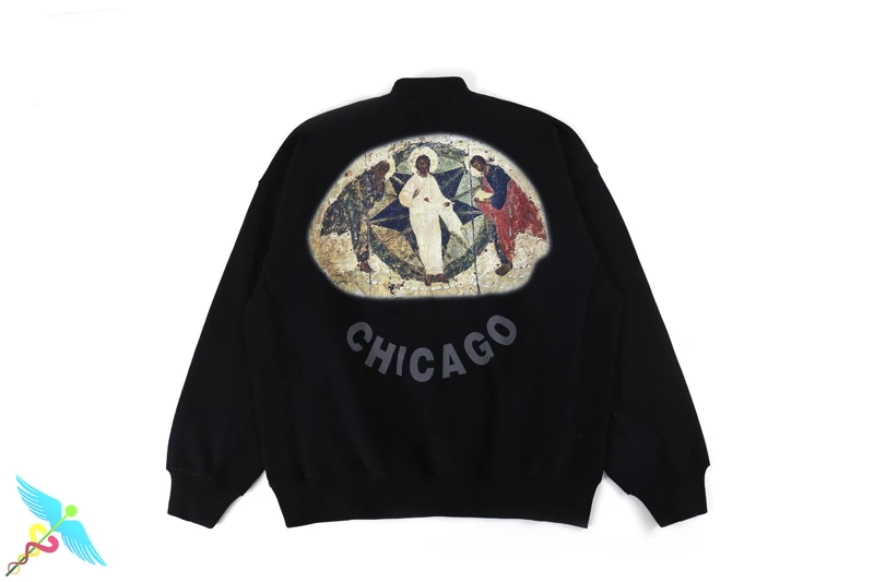 

Kanye West Jesus Is King Jamaica Hoodies Men Women Spray Pattern Pullover Kanye West Color Stitch Sleeves Sweatshirt Streetwear