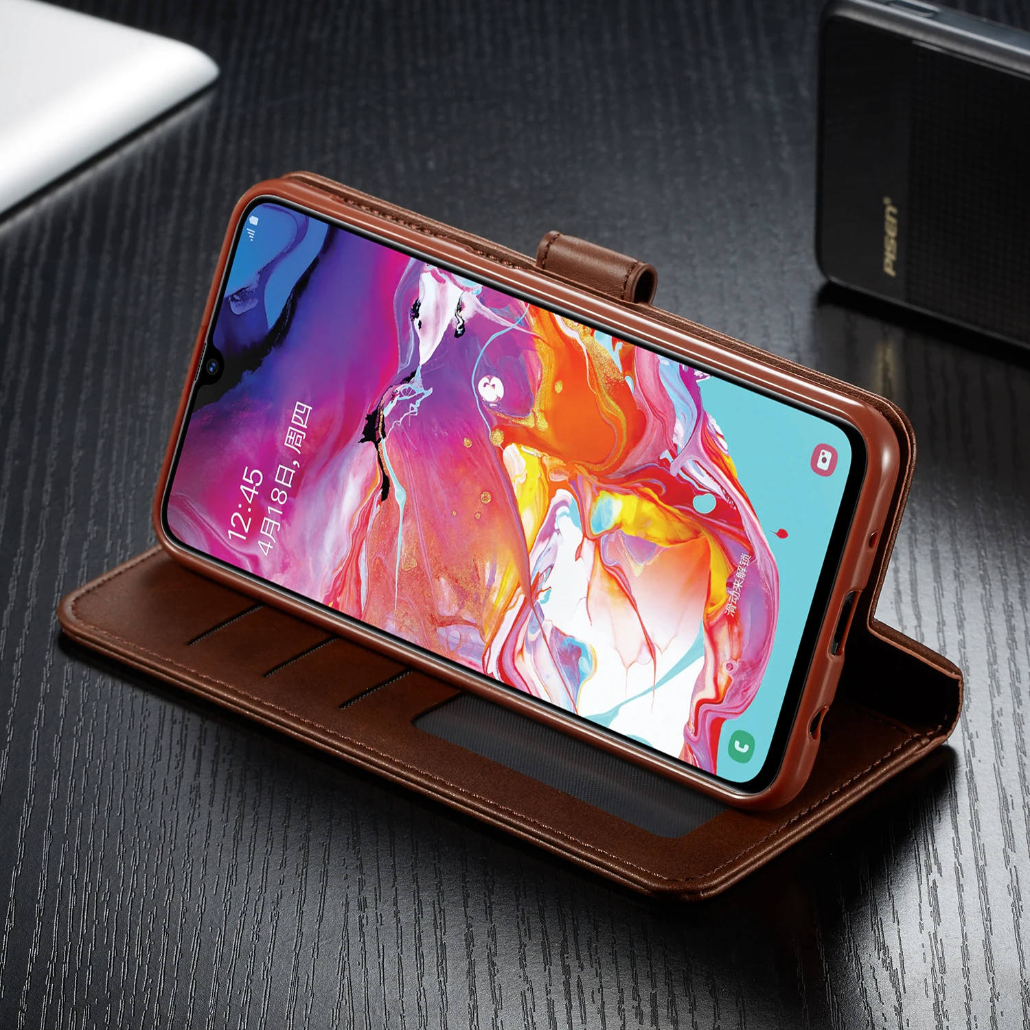 Роскошный кожаный чехол для телефона samsung Galaxy A10 M10 со слотом карт флип кошелек
