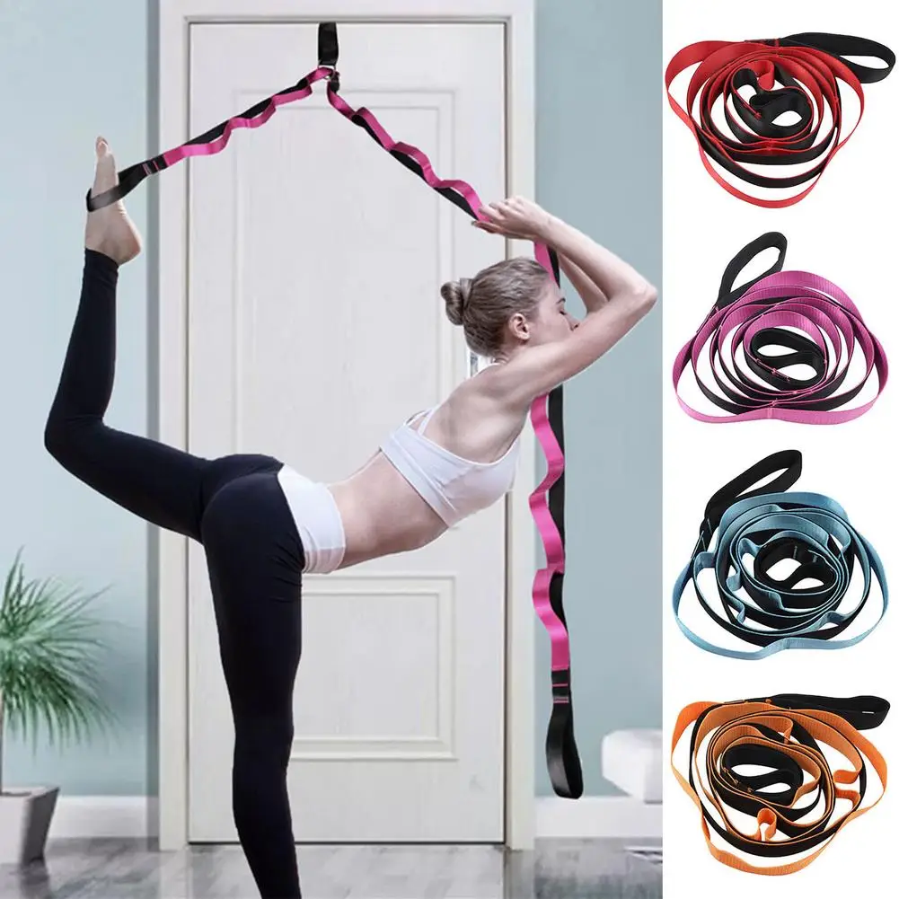 

Yoga Stretch Strap Long 12 Loop Yoga Stretch Strap Fitness Workout Exercise Resistance Bands Nylon Pull Strap Belt For Fitness