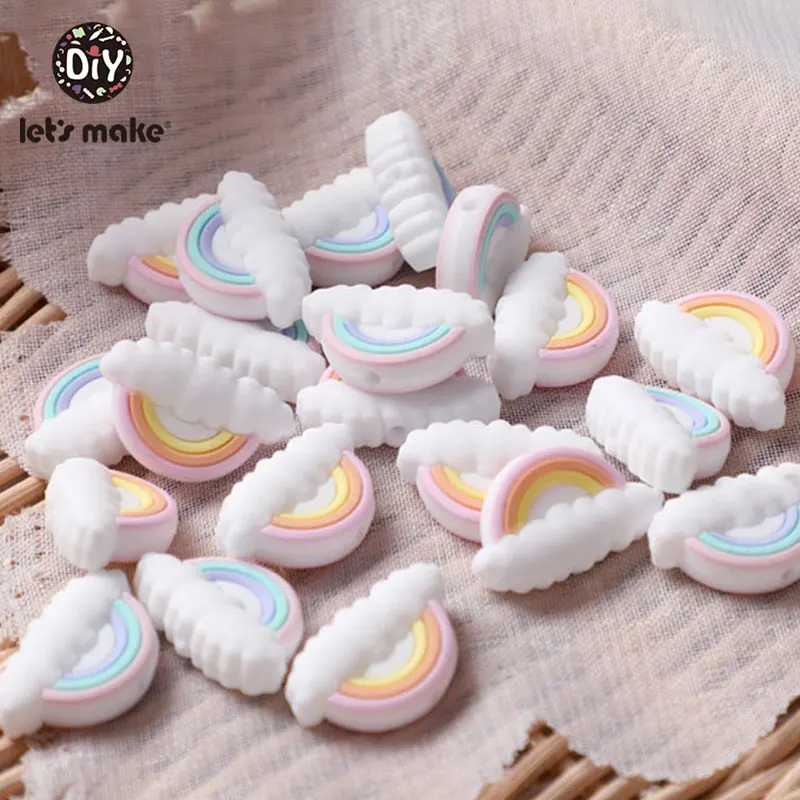 

Let's Make Baby Silicone Beads 5pcs Rainbow Teether Rodents Teething Toys DIY Pacifier Chain Nursing Bracelet Children's Product