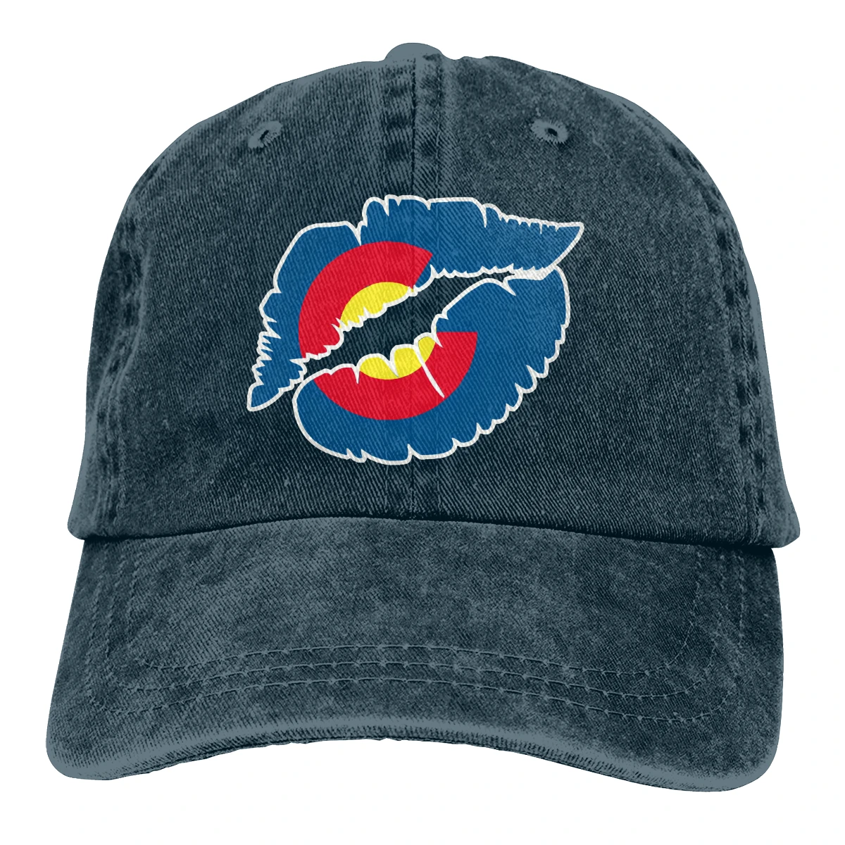 

Colorado Flag Heart T mens woman's Retro Washed Cowboy hat Trucker Hat