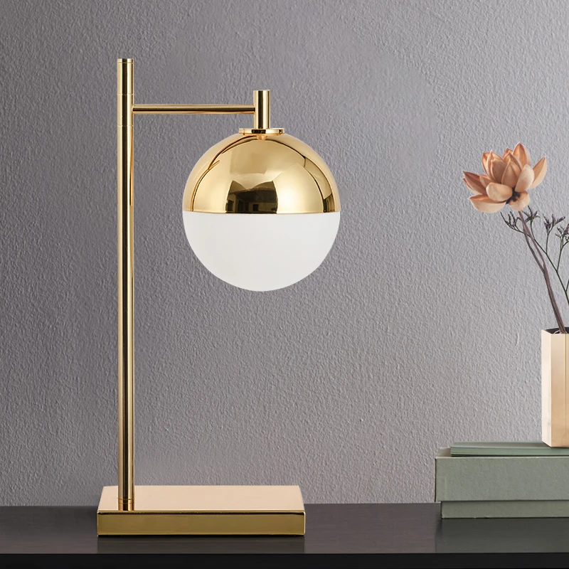 

Modern Semicircle Golden Table Lamp For Living Room Bedroom Bedside Study Desk Decor LED E27 Night Light