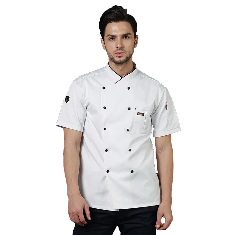Chef Uniforms Food Service Restaurant Kitchen Workwear Women Men Short Sleeve Double Breasted Catering Jackets Tooling Uniform