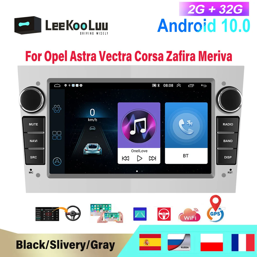 

LeeKooLuu Android 10 2 Din Car Radio GPS Multimedia Player for Opel Astra H J Vectra Vauxhall Antara Zafira Corsa Vivaro Meriva