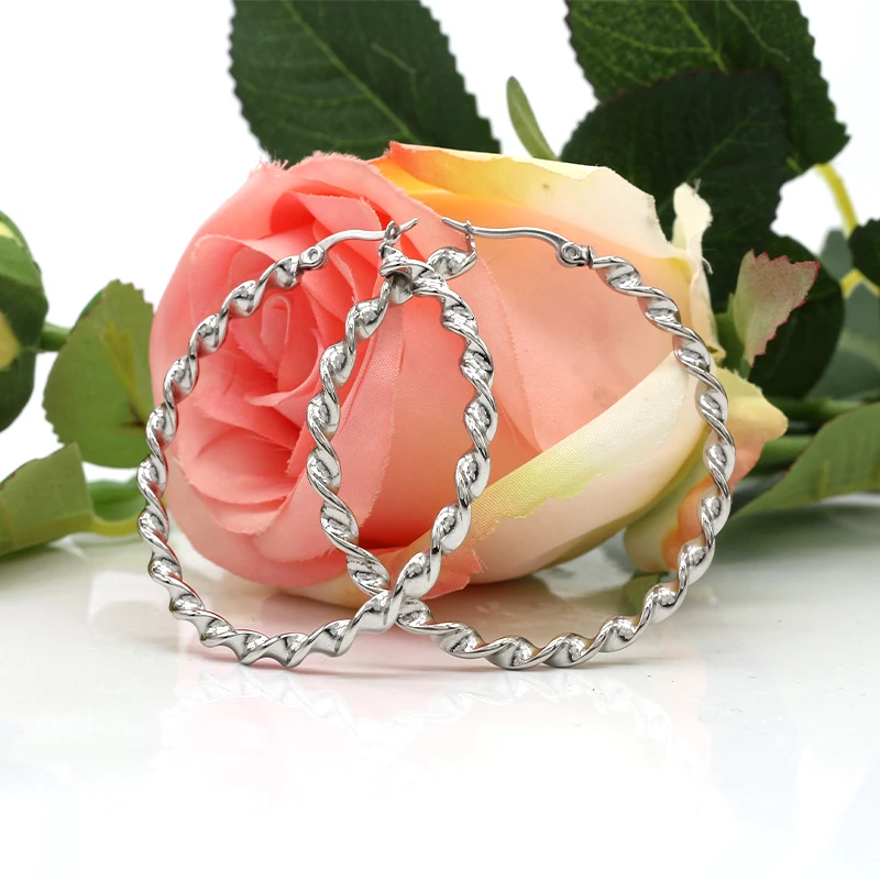 KLDY трендовые золотые крученые большие серьги из нержавеющей стали оптом