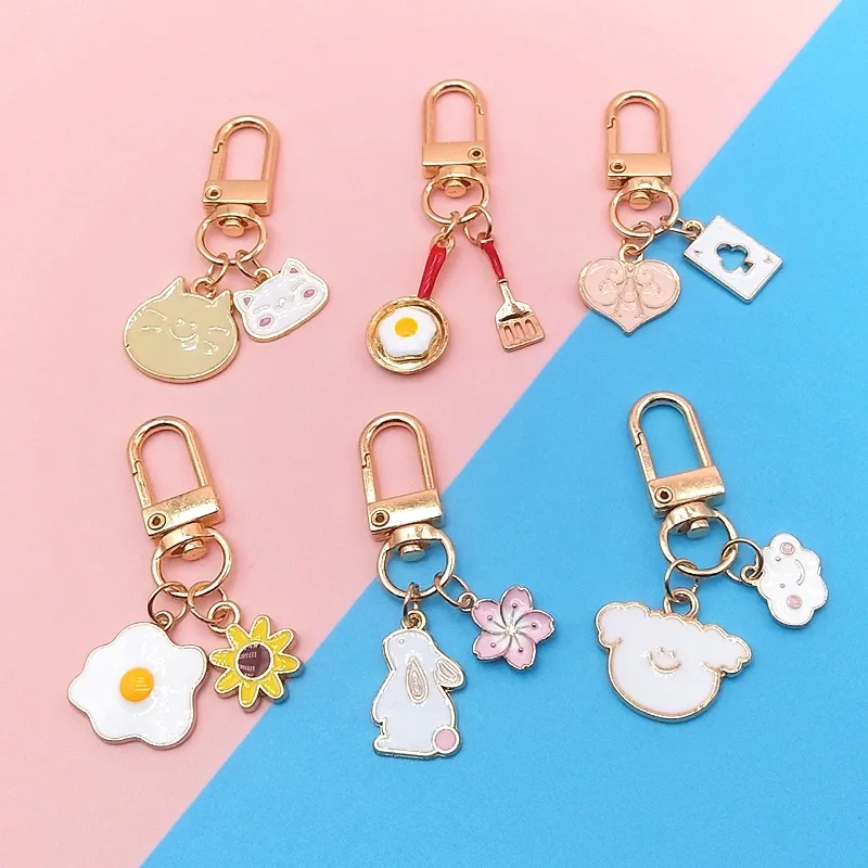 

Cat Rabbit Spray Paint Spatula Fried Egg Flower Alloy Dripping Oil Jewelry Jewelry Earring Key Chain Diy Earring Material