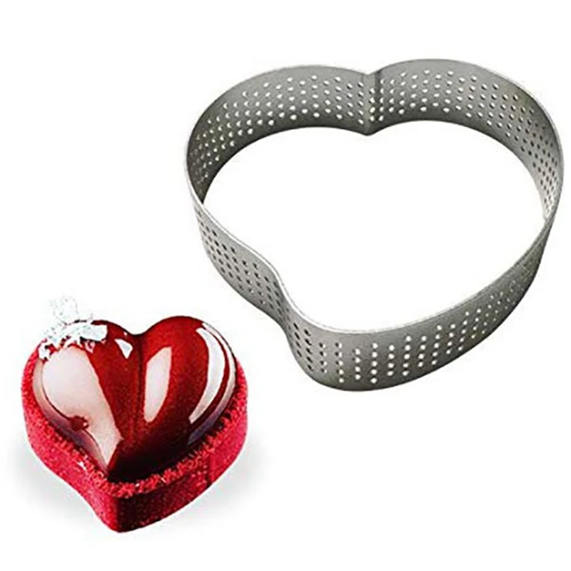 Heart/Square Mousse Mould Sewed Tart Ring Stainless Steel Perforated Cake Circle Decorating Tool Bakeware |
