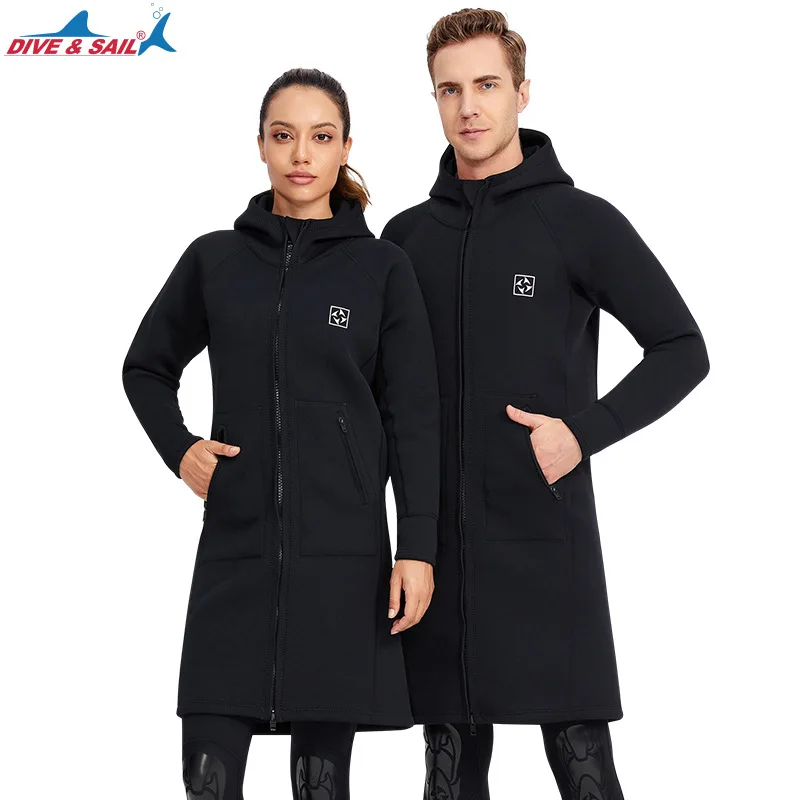 3mm Men's and Women's Neoprene Wetsuits Thickened Warmth One-piece Hooded Wetsuit Paddleboard Sailing Surfing Cloak S-XL