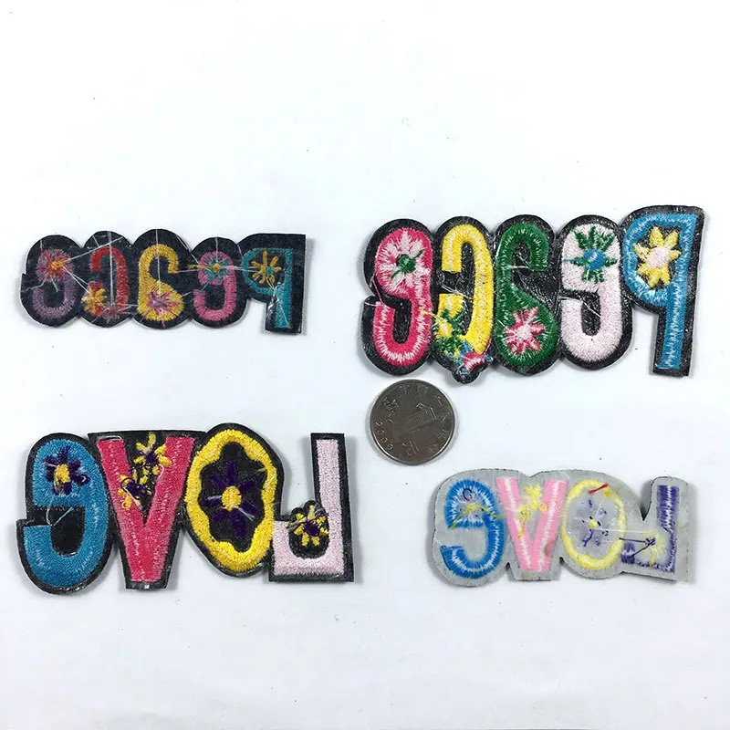 Красочные DIY Одежда патч знак любви мира букв слова Утюг на одежда с вышивкой