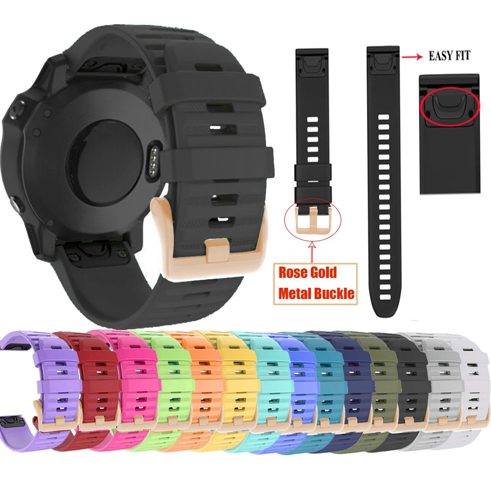 Ремешок силиконовый для наручных часов Garmin Fenix 5 5X 5S Plus 3 HR Forerunner