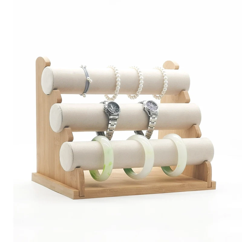 

3 Tier Bamboo Wood Detachable Jewelry Watch Bracelet Bangle Display Rack Holder