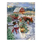 Рождественская елка ферма Снеговик Алмазная картина круглая полная дрель Рождество Nouveaute DIY мозаика вышивка 5D вышитые крестом подарки