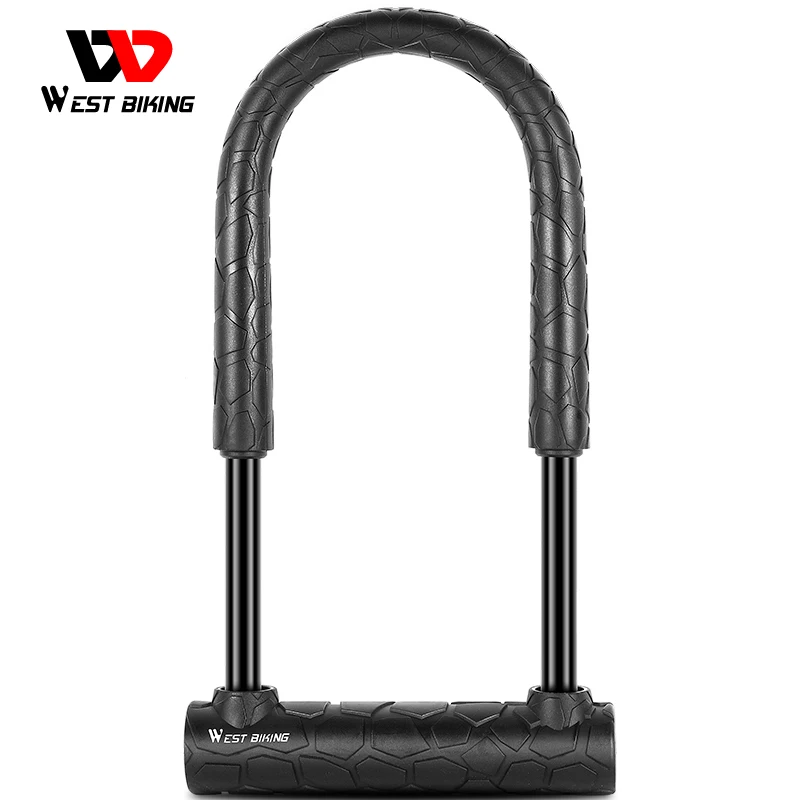 

WEST BIKING Bicycle Lock U-shaped Bicycle Motorcycle Electric Vehicle Anti-theft Lock Silicone Mountain Bike Riding Lock