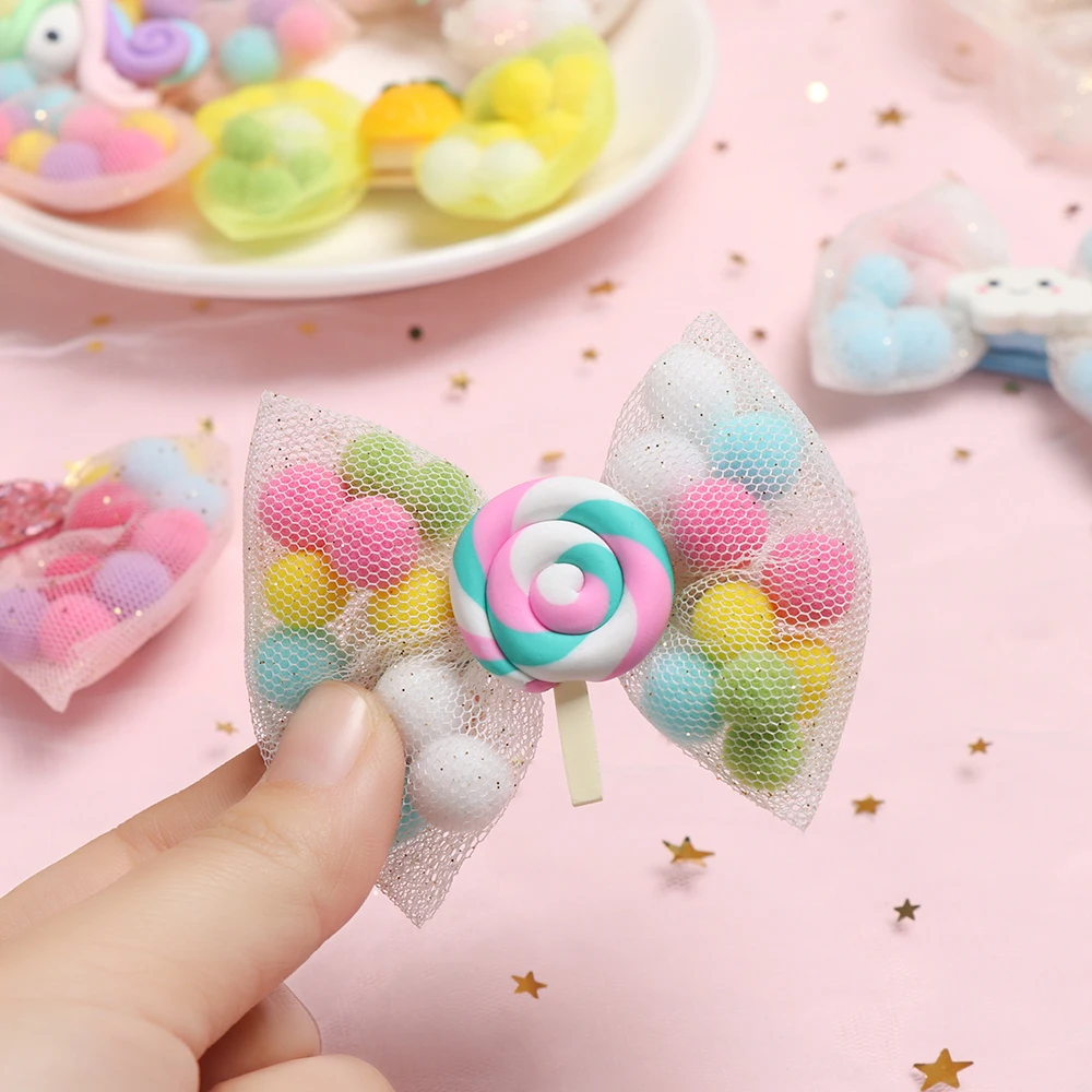 Новинка Детский Стиль бант Радуга облако сетка заколка для волос девочек детские