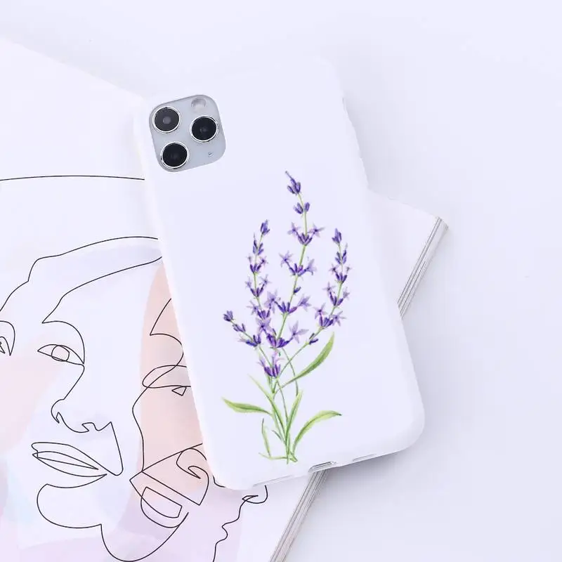

Simple Lavender Purple Flowers Phone Case Candy Color for iPhone 6 7 8 11 12 s mini pro X XS XR MAX Plus