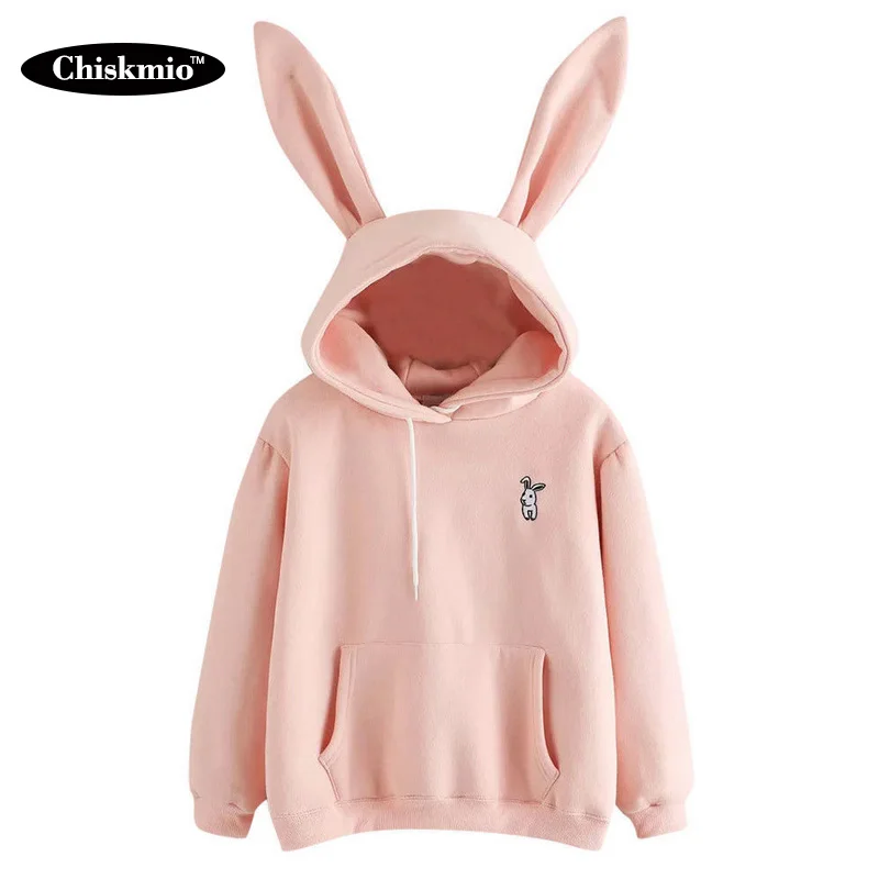 Женская толстовка с капюшоном милыми заячьими ушками Топ длинным рукавом и