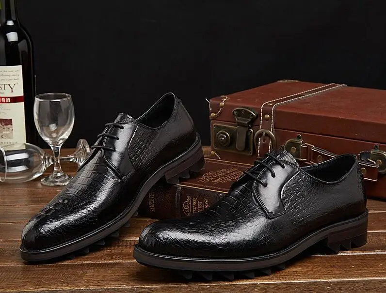 Качественные Мужские модельные туфли из крокодиловой кожи роскошные мужские