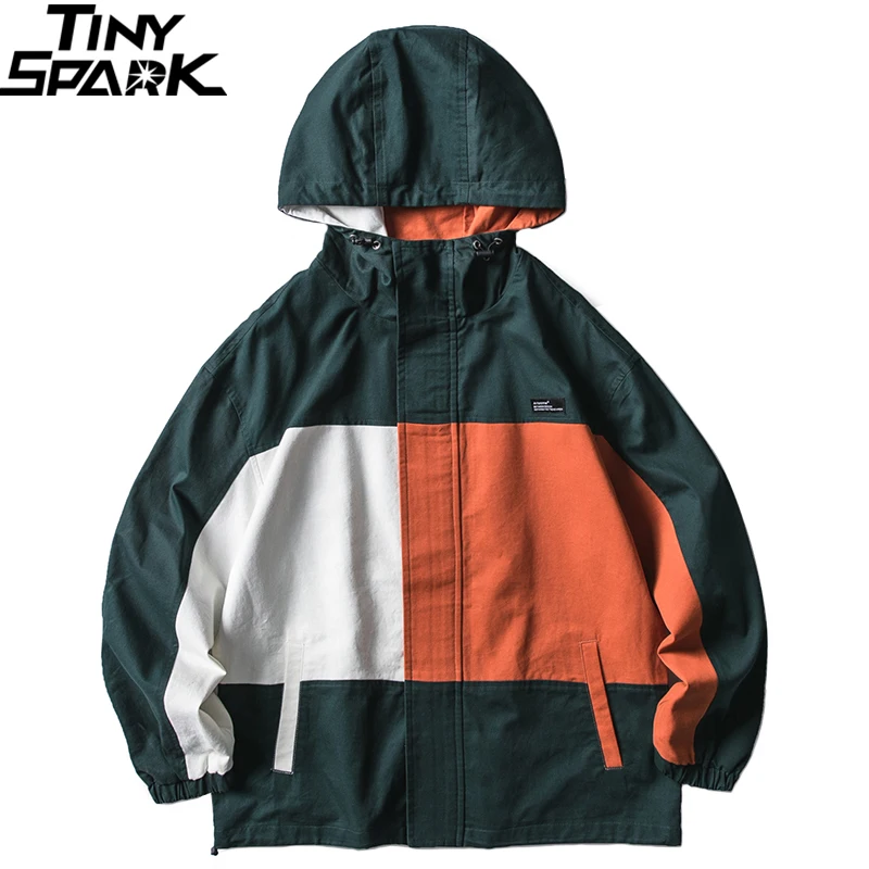 2019 уличная мужская куртка в стиле хип-хоп ветровка Ретро винтажный цветной блок