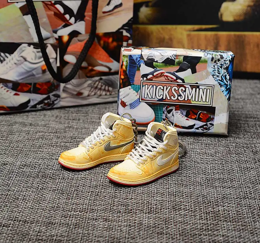 a pair w metal ring Персональный DIY Jordan Generation AIR JORDAN 1 chicago 3D кроссовок фигурный брелок сумка Подвеска парный брелок - Цвет: a pair w metal ring