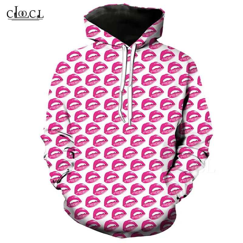 

Autumn Harajuku Sexy Lips Hoodies Women Sweatshirts Plus Size Long Sleeve Lipstick 3D Printed Female Male Casual Pullover Tops