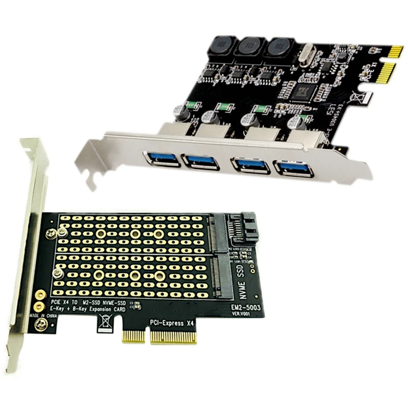 

1Pcs Pcie To M2/M.2 Adapter M.2 Ngff & 1Pcs 4 Port Usb 3.0 Pci Express Expansion Card Pcie Pci-E Usb 3.0 Host Controller