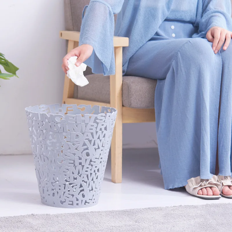 

Creative Letter Trash Can Waste Bins Household Living Room Bedroom Lidless Plastic Paper Basket Kitchen Simple Garbage Can