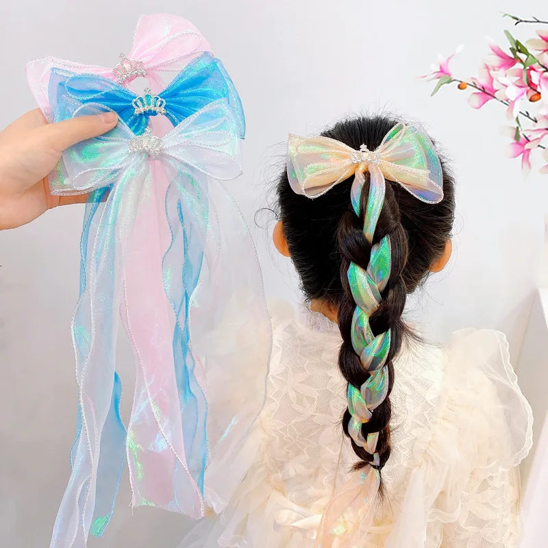 

2021 New Cute Cartoon Bowknot Girls Color Braid Headband Children's Ponytail Rubber Band Fashion Hair Accessories Braiding Tool