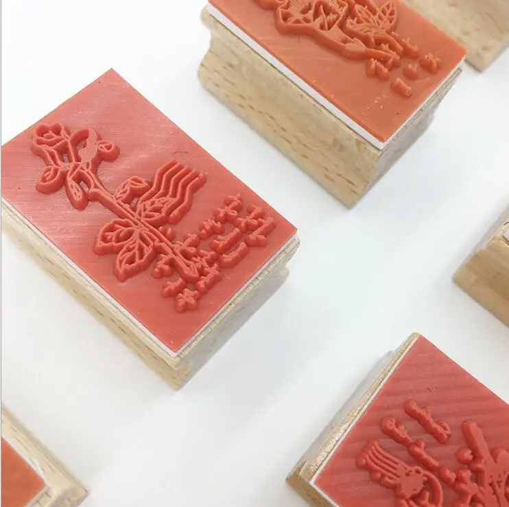 Деревянная мини-штамп в стиле ретро 1 шт./лот оформление цветочным рисунком