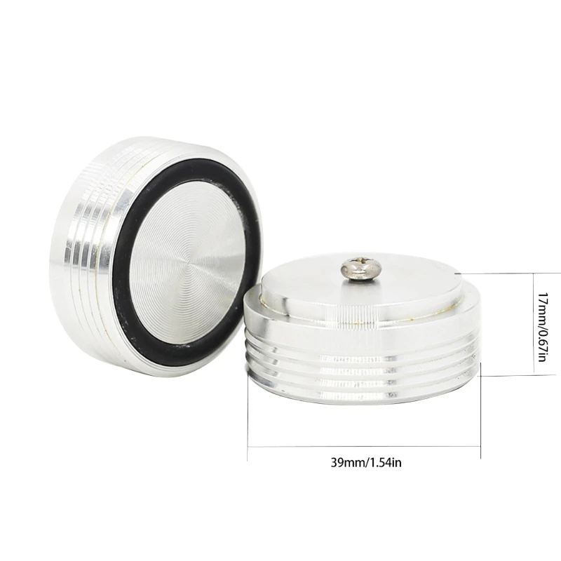 

4pcs 39 x 17mm Aluminum -Audio Amplifier Speaker Feet Spikes Black / Silver Ring Machine Mats Pads