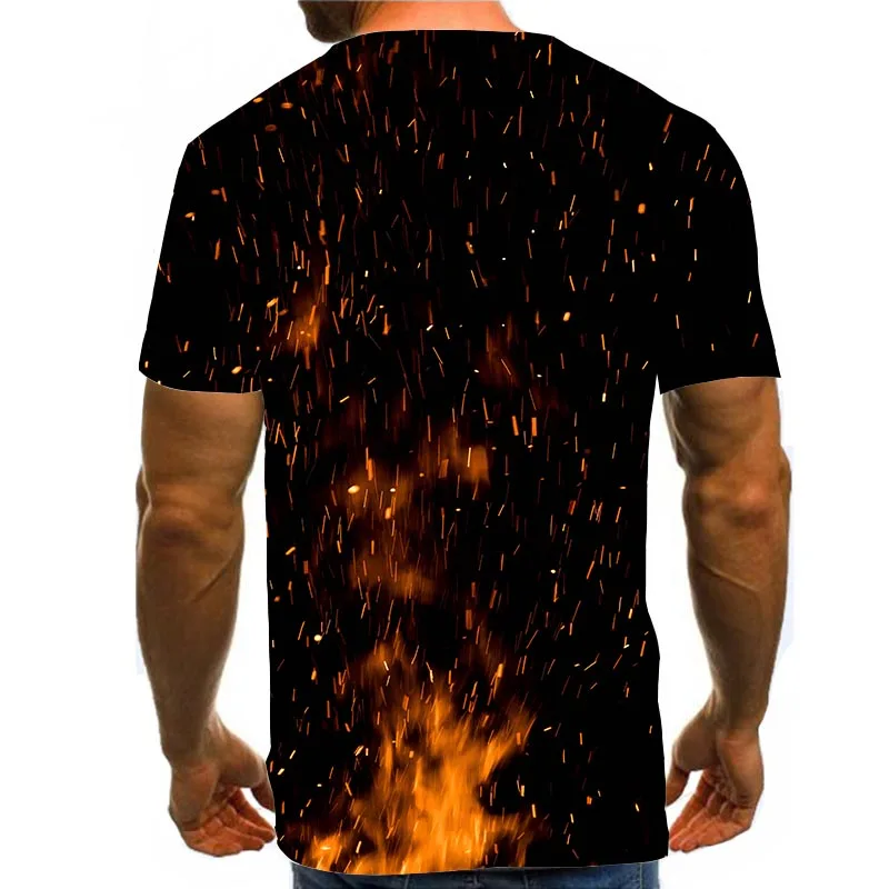 Футболка с 3D-принтом пламени для мужчин и женщин топ графическим рисунком огня