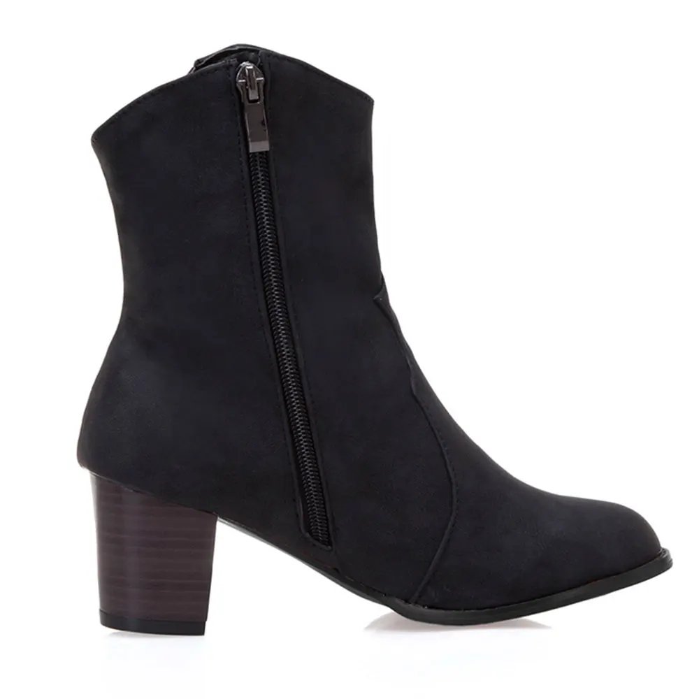 Lasyarrow/Новинка 2019 года зимняя женская обувь на высоком квадратном каблуке цвет