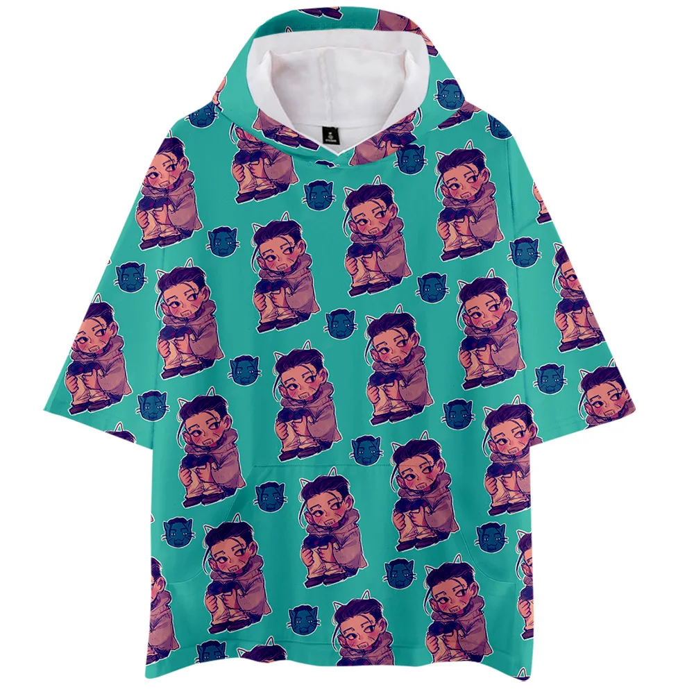 Толстовка с капюшоном и коротким рукавом 3D-принтом | Мужская одежда