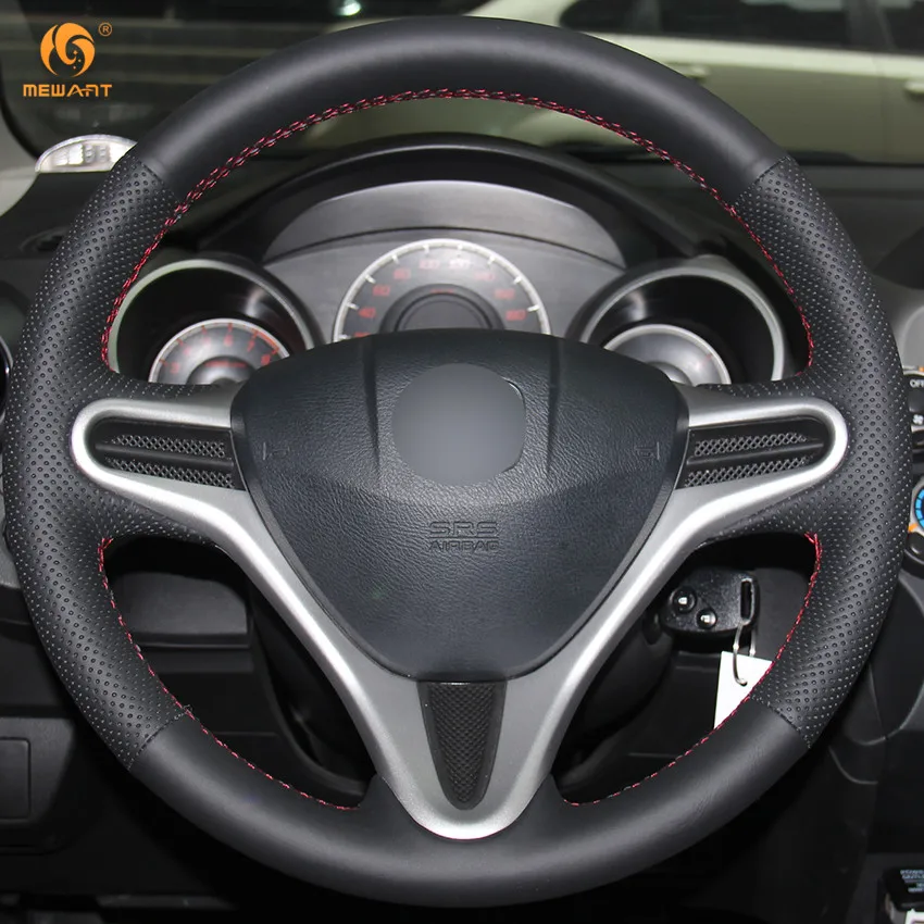 Чехол на руль MEWANT из черной искусственной кожи для Honda Fit городской Jazz 2009 2010 2011 2012