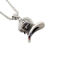 vintage 316l stainless steel machinary hat necklace pendant joker hat hip hop necklace jewelry accessory fashion necklace