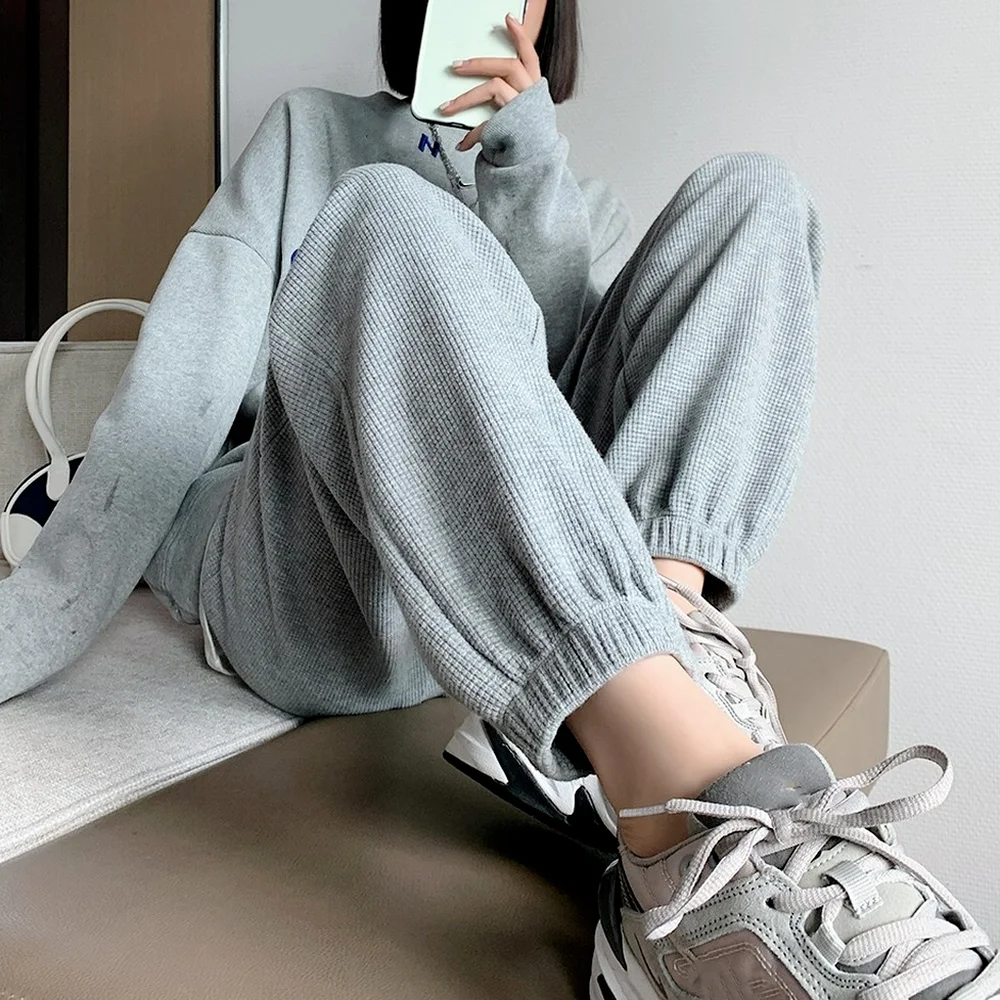 

Women Casual Sweatpants Tracksuit Loose Vintage 2021 Autumn Winter New Sport Baggy Women Oversized Joggers Grey Sreetwear