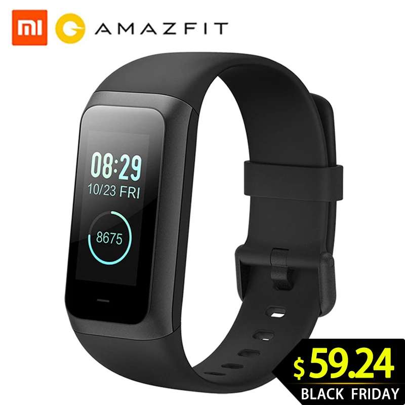 Huami Amazfit band 2 Смарт-браслет 1,23 дюймов цветной ips экран Смарт-браслет монитор сердечного ритма Водонепроницаемый 50 м