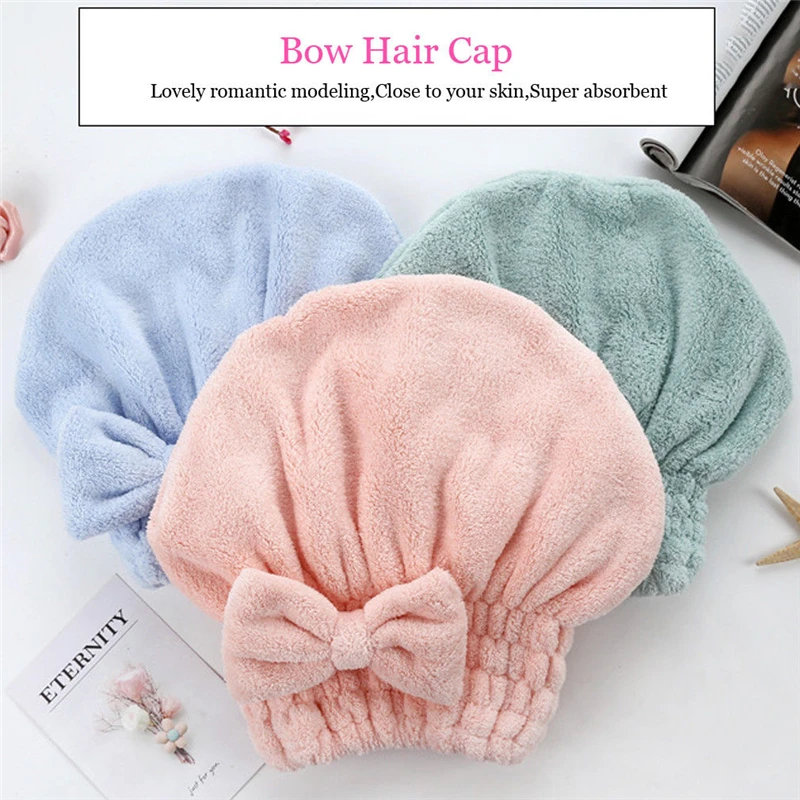 

Women Comfort Bath Cap Towel Turban Wrap Hair Drying Hat Head Cover SPA Shower
