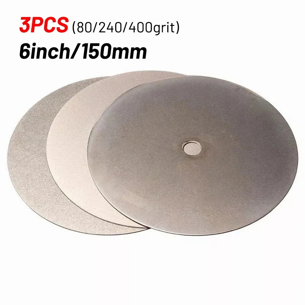 

3pcs 6'' Grit80/240/400 Diamond Coated Wheel Lapping Disc Flat Lap Wheel PACK
