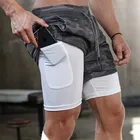 Мужские камуфляжные шорты для бега 2 в 1, двухуровневые быстросохнущие спортивные шорты для бега и тренировок, мужские спортивные короткие брюки 2021