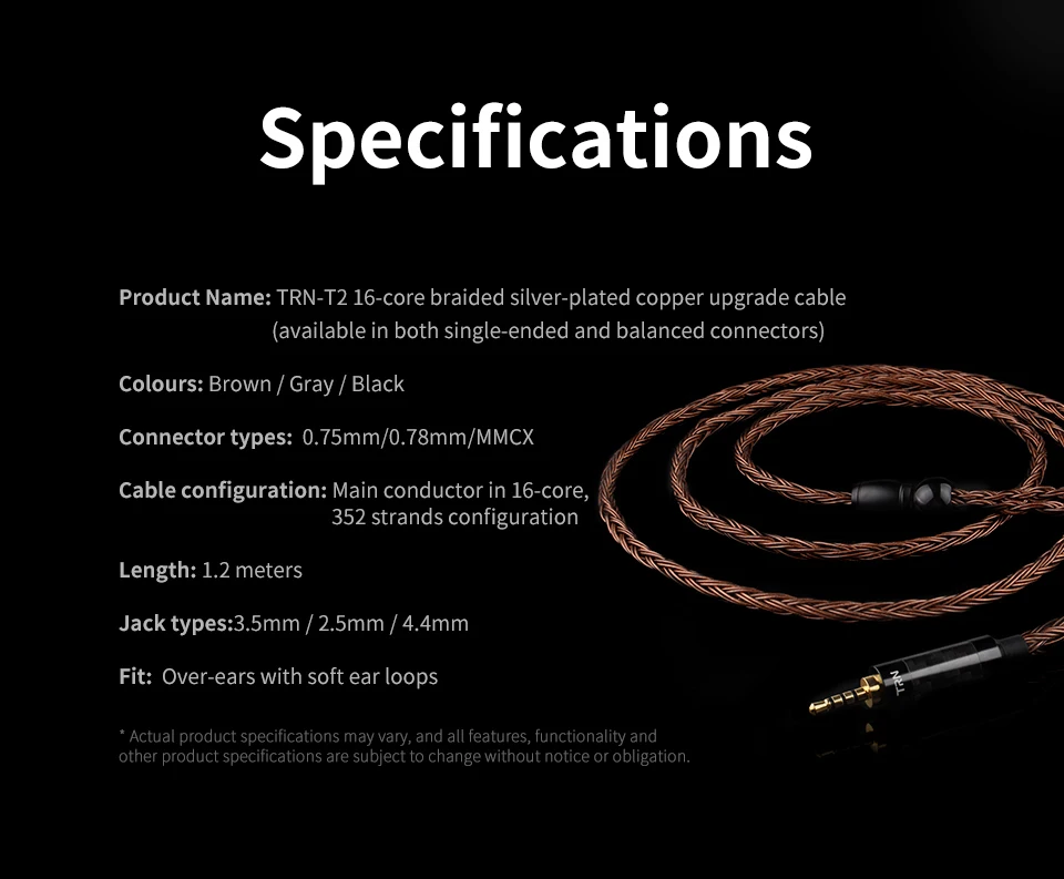 Лампа указателя T2 16 Core с серебряным покрытием обновления HIFI кабель 3,5/2,5/4,4 мм разъем MMCX/2Pin разъем для лампа указателя V80 плотным верхним ворсом KZ AS10/AS06/ZS10 CCA C10 C16
