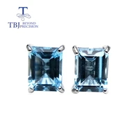 tbj natural brazil topaz earring oct 68mm 3 96ct natural gemstone jewelry 925 sterling silver birthstone gift for girls