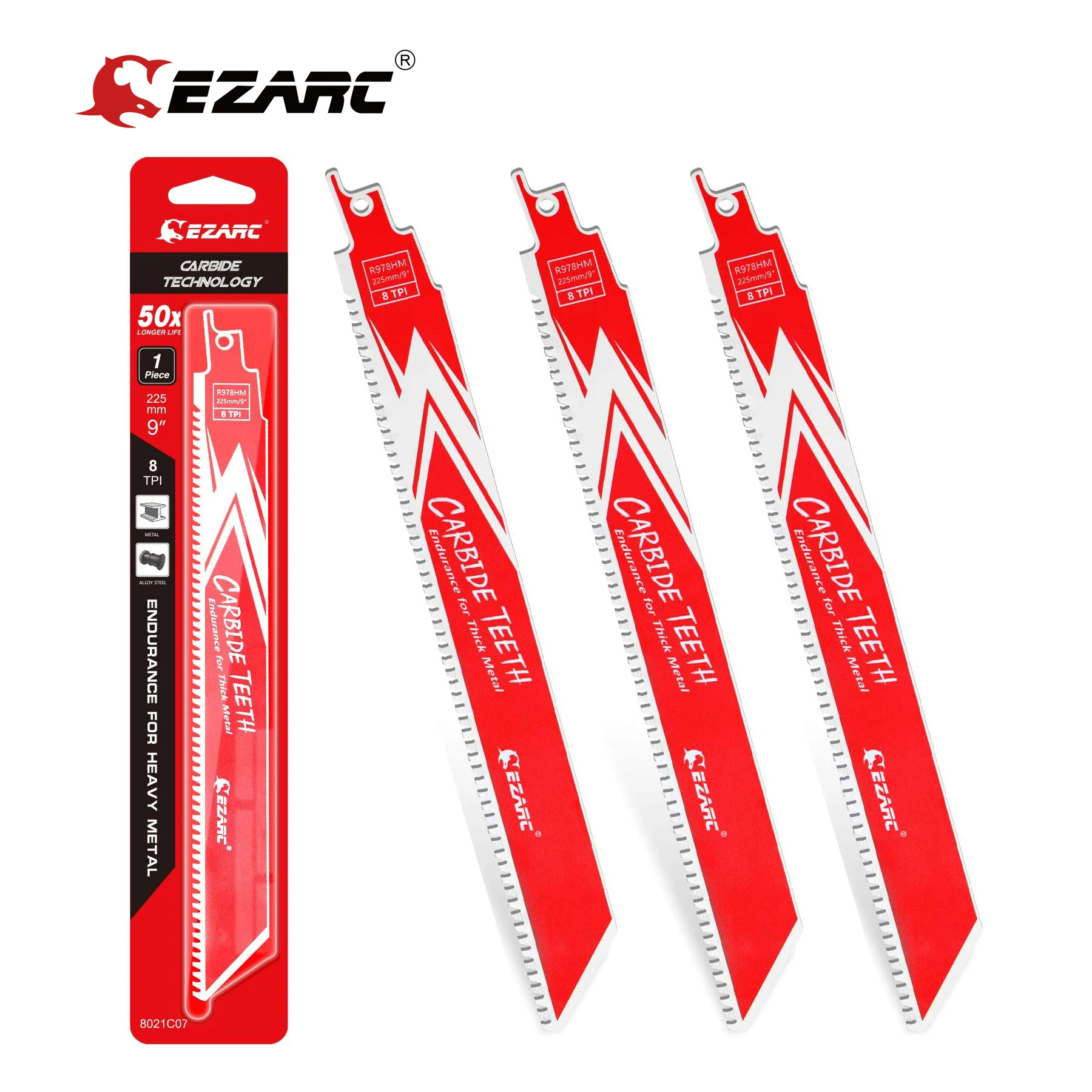 EZARC 1/2/3 шт. карбидный лезвие для сабельной пилы R678HM R978HM выносливость для толстого металла, чугуна, легированной стали 150 мм/225 мм 8TPI