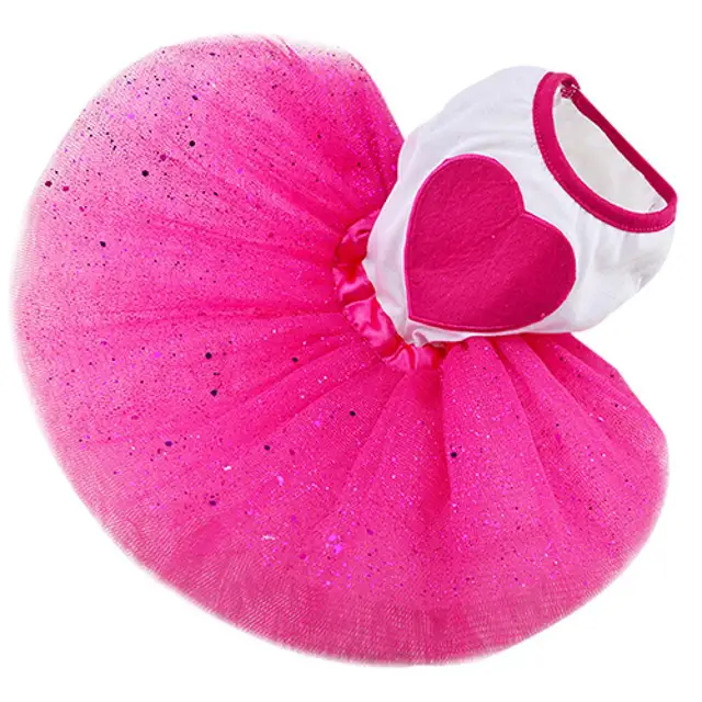 Pet Dog Love Heart Sequins Gauze Small Dog Lace Skirt Princess Tutus Dress Cat Rose Red Clothes Dog Dresses Pet Supplies 3